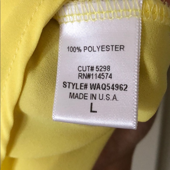 PLEIONE LARGE POLY BLOUSE YELLOW TURQUOISE TRIM - Picture 6 of 8